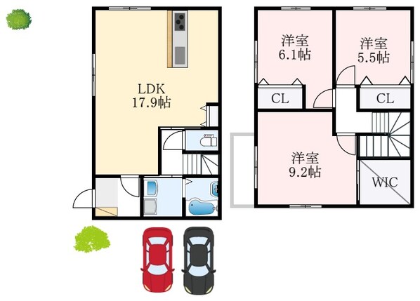 喜志駅 徒歩20分 1-2階の物件間取画像